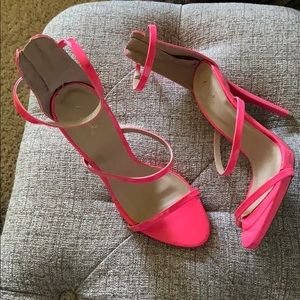 Hot pink strappy high heels